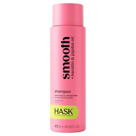 HASK, Smooth + Keratin & Jojoba Oil, Shampoo Alisante, Controla Frizz, Suaviza Cabello Rebelde y Aporta Brillo, 473 ML