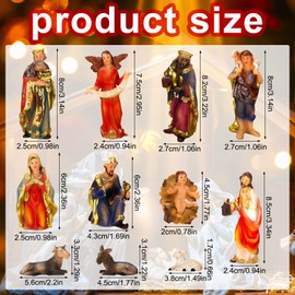 Pinkunn 11 Pieces Christmas Nativity Set 3.5 Inch Christmas Story Manger Scene Christmas Indoor Holy Family Figurines Decoration Baby Jesus Holy Family with Angel