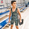 4-Time Camo Sublimada Wrestling Singlet, Camo, Grande