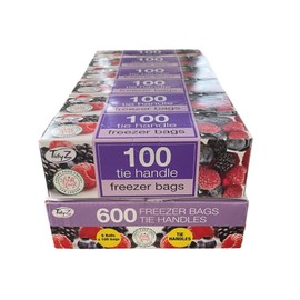 Tidyz 600 FOOD & FREEZER BAGS WITH TIE HANDLES (6 boxes of 100 bags)
