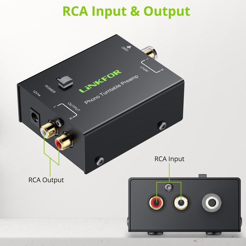 LiNKFOR Phono Turntable Preamp,PP900 Ultra-Compact Phono Preamplifier Mini Electronic Audio