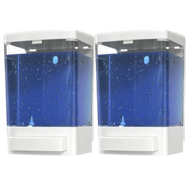 Wall Mount Soap Dispenser for Bathroom (2-Pack White), Commercial Hand Soap Dispenser 33.8oz (1000ml), Manual Wall Mounted Soap Dispenser/Sanitizer Dispenser (Liquid/Gel)