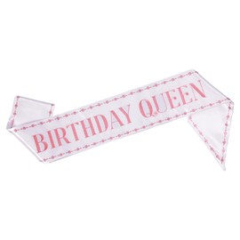Party to Be Birthday Queen Sash White Embroidered Sash for Girls and Women Birthday Party Decoration & Gift