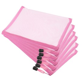 YOKIVE 6 Pack Mesh Cosmetic Bags, A5 Nylon Pencil Cases | Zipper Travel Organizers Makeup Pouch, Great for Home(Pink)