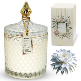 VIONAMI Luxury Scented Candle Gift – Queen of The Night Rare Flower Fragrance in Elegant Glass Jar, Decorative Soy Candles Gifts for Women, Long-Lasting 80 Hr, 14.8 oz, Luxury Candles for Women