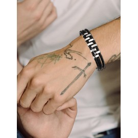 Zysta Men's Leather Bracelet Genuine Leather Bracelet Wrap Bracelet for Men Father Son Gift, Leather Stainless Steel