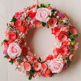 Blizzard Flowers, Mother's Day, Gift, Natural Wreath, Flower Wreath, 9.4 inches (24 cm), Pink