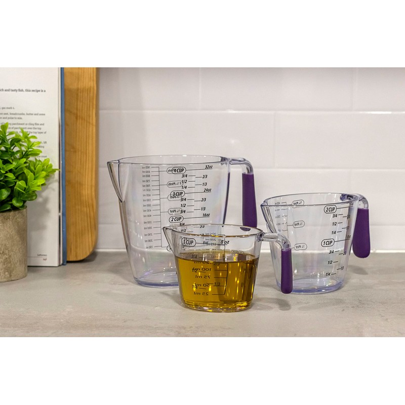 Colourworks Measuring Jug Set, 3-Piece Plastic Measuring Jug with 200,