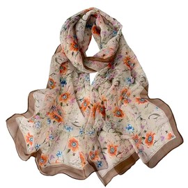 Pokeedioty Scarfs for Women Lightweight Fashion Scarves Elegant Floral Pattern Sheer Scarfs Sunscreen Shawls Wraps (P 068)