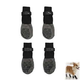 Zapatos para Perro 2 Pares, Calcetines Antideslizantes con Correas Ajustables, Botas para Perros para Proteccion de Patas en Interiores y Pisos de Mad