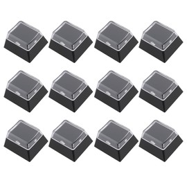 SG Store 12PCS Double-Layer Keycaps Plastic Profile Custom DIY 18x18mm Compatible with Cherry MX Switches with Transparent Cover Cap (Black)