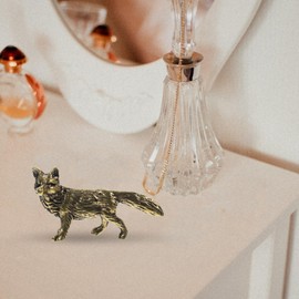 SEWACC Brass Fox Mini Fox Figurine Tiny Brass Animal Figure Small Brass Metal Statue Ornament