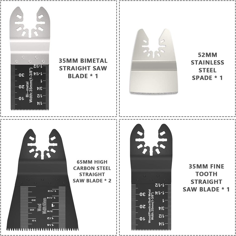 31 Pack Oscillating Saw Blades, High Carbon Steel Mix Oscillating