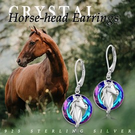 Horse Earrings for Women 925 Sterling Silver Crystal Earrings Horse Earrings Animal Horse Earrings Jewellery Gifts for Women Girls, Sterling Silver
