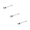 PIERCINGLINE Set of 3 925 Sterling Silver Nose Piercing Ball