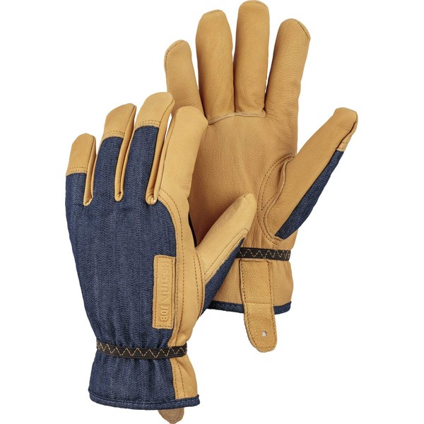 Hestra Kobolt Denim Glove -5-Finger Glove for Yardwork, General Projects and Equipment Operations - Indigo - 9