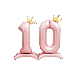 xfbbchh 40 Inch Pink Self Standing Number Balloons, Giant Jumbo Helium Foil Mylar Big Happy Birthday Number 10 Digital Balloons for Birthday Party Anniversary Wedding Decorations (pink, number 10)