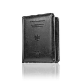 Calipso Passport Holder - Passport RFID Designer Travel Wallet - Practical Passport Cover with Compartments for Vaccination Cards & more - Travel Organiser Case Black