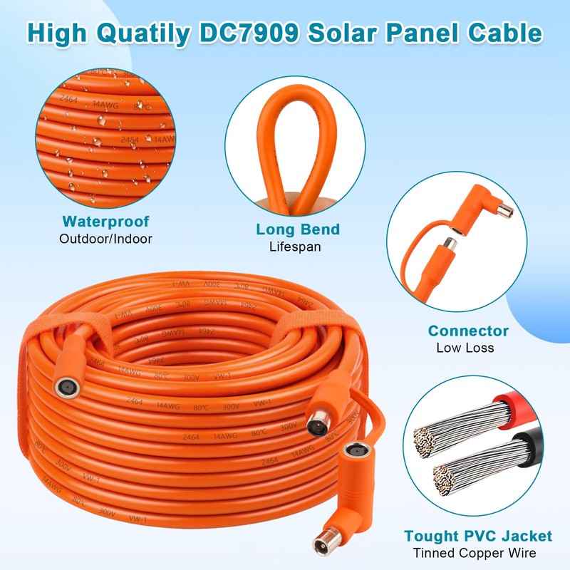 14AWG DC Solar Panel Power Wire 75FT, 14AWG 8mm DC