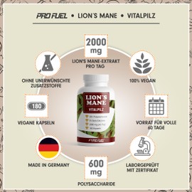 Lion's Mane Capsules 540x - 2000 mg Lion's Mane Mushroom Extract from Hericium Erinaceus - High-Quality Vital Mushroom Extract (30:1) with 30% Polysaccharides and 5% Valuable Beta Glucan - Supply for