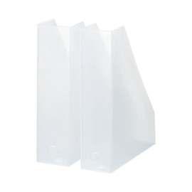 Like-it | MX-19 | Magazine File Set of 2 | File Holder, Office Organizer, Front Opening | Desk, Kitchen, Shelf, Table top, Drawer | 3.03" × 9.96" × 12.09" | Tr. White |