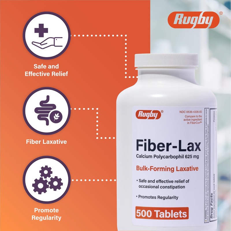 Rugby Fiber-Lax Tablets 625 Mg - Fiber Tablets for Women