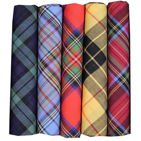 Soprano pack of 5 popular Tartan patterns Cotton Pocket Squares