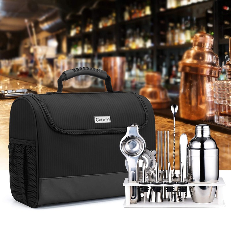 CURMIO Bartender Bag Cocktail Set Storage Carrying Case (Bag Only)
