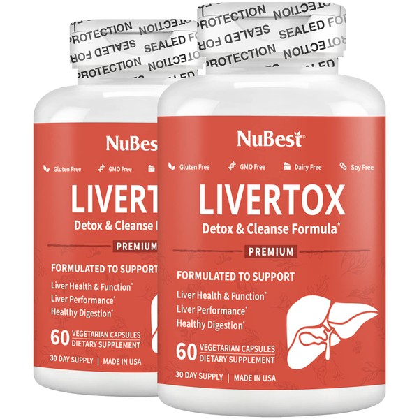 NuBest LiverTox Premium Liver Health Formula - Liver Cleanse, Detox & Repair - with Milk Thistle, Choline, Beet, Turmeric, Artichoke & Dandelion - 2 Pack | 2 Months Supply