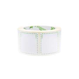 OliveBird 500 x Removable Labels On Roll, Size 50x50mm Square, White and Green Date Labels Use for Reusable Containers