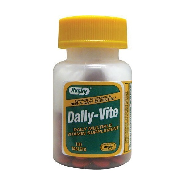 Rugby Daily-Vite Multivitamin Tablets 100 ea - Buy Packs and SAVE (Pack of 3)