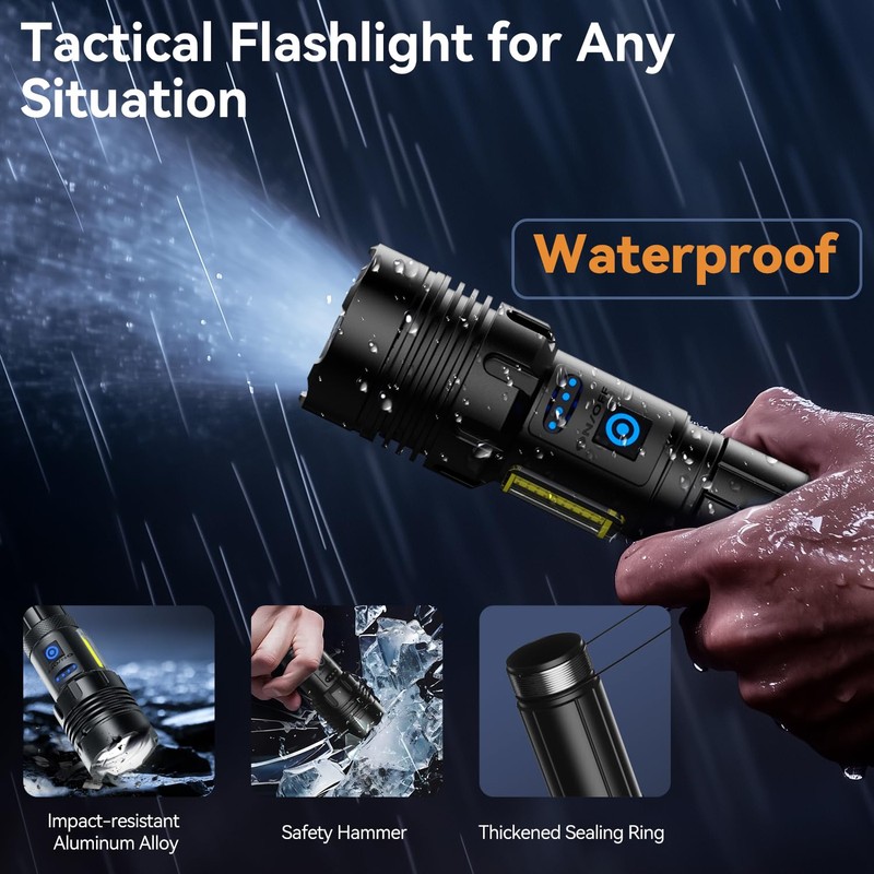 Wohingo Flashlight Rechargeable 2000 High Lumens IPX6 Waterproof Super Bright