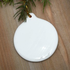 Porcelain Ceramic Round Ornaments - Pack of 12 Blank Glazed White Ceramic Round Ornaments Ready to Decorate Paint and Personalize by Factory Direct Craft