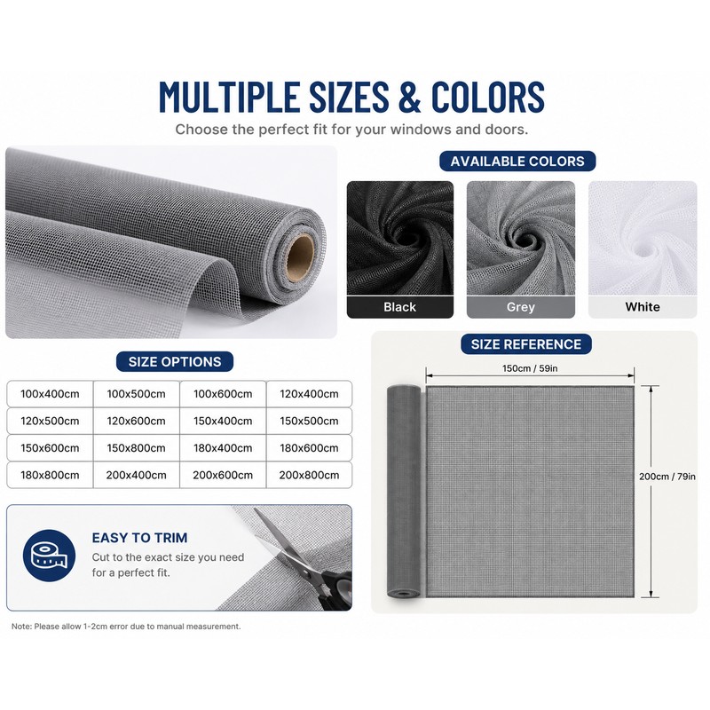 White Nylon Mesh Screen for Mosquito and Insect Protection -