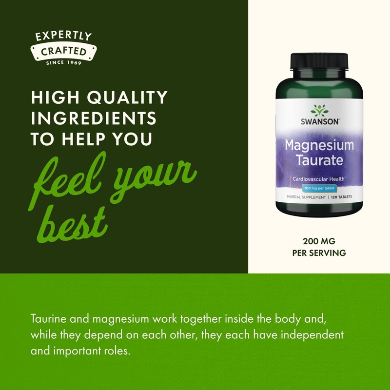 Swanson Magnesium Taurate - Mineral Supplement - Natural Magnesium &