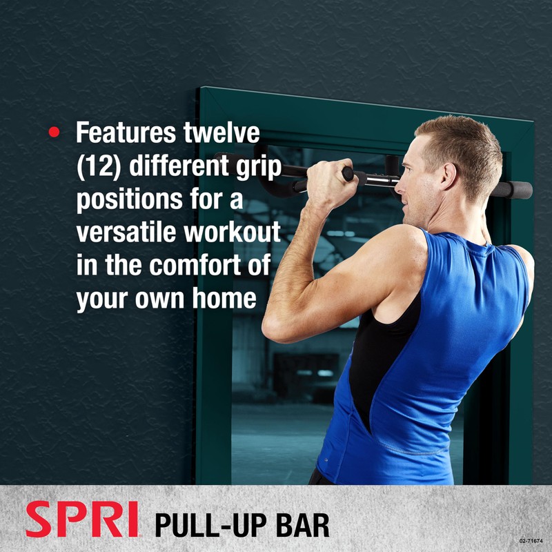 SPRI Pull Up Bar - 8-Grip Door Frame Mounting Pull-Up