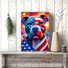 CXYQLC DIY 5D Diamond Painting Kits for Adults Diamond Art American Flag Bulldog Diamond Painting Full Drill Crystal Rhinestone Embroidery Craft Kits for Home Wall Decor Gifts 11.8x11.8inch