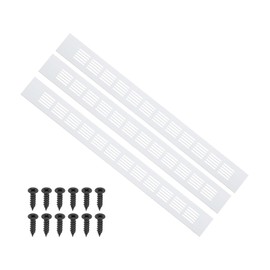 PATIKIL 20 x 2 Inch Door Air Vent Cover, 3 Pcs Heavy Duty Aluminum Grille Ventilation Cover Louvered with Mounting Screws for Cabinet Wardrobe, Silver