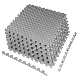 HealSmart 1 Inch Puzzle Exercise Mat, High-Density EVA Foam Floor Tiles for Home Gym, Workout Equipment, Protective Floor Padding & Kids' Play Areas, Grey, 24 Sq Ft - 6 Tiles