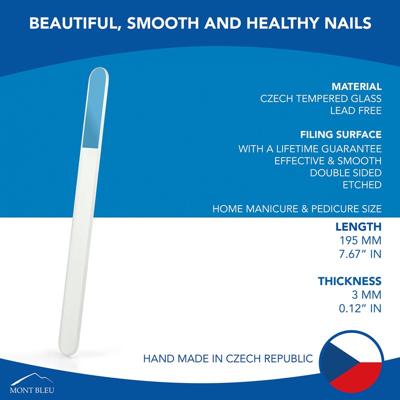 Mont Bleu Large Coloured Glass Nail File in Black Velvet
