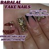 BABALAL Press on Nails Short Black Gold Fake Nails Square