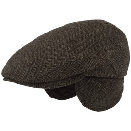 Men's Winter Flat Cap with Ear Flaps, Made from 100 % Wool, with Folding Ear Protection, Skin-Friendly and Comfortable - gray, size: 58