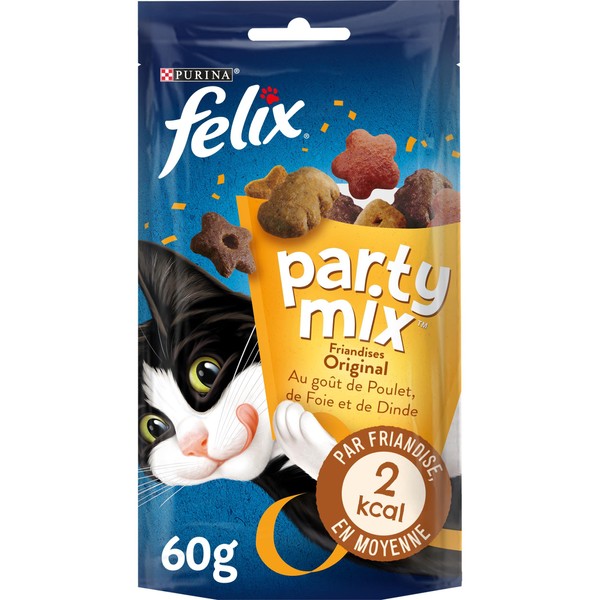 Felix Snack Party Mix original Huhn, Leber & Truthahn Geschmack, 8er-Pack (8 x 60g)