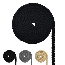 Cotton Cord, Macrame Yarn Rope, Various Sizes, Cotton Rope for DIY Crafts, Gifts (Black, 10 mm (4 M))