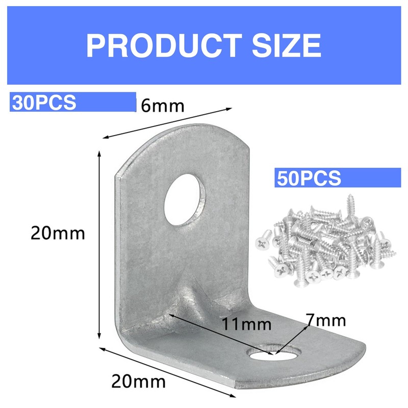 Asheyya 30 Pcs L Shaped Small Shelf Brackets for Wood,