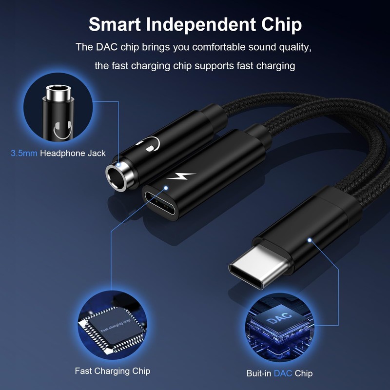 AILKIN USB C Headphone Adapter and Charging