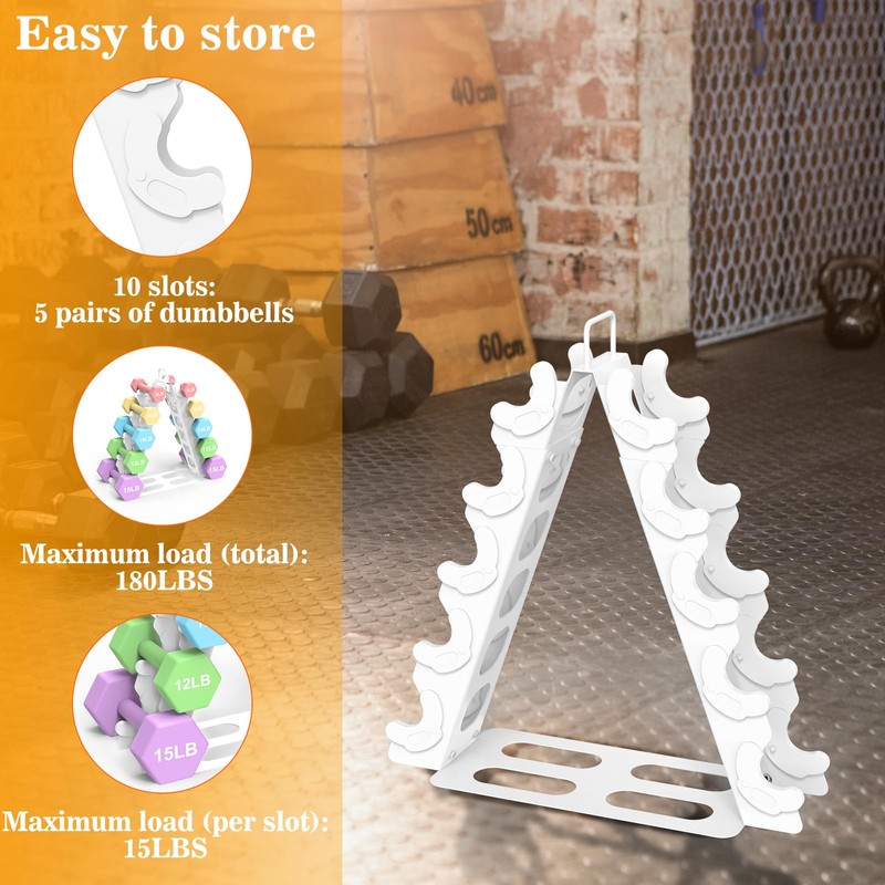 Dumbbell Rack 5 tier(Dumbbells not included), A-Frame Metal Dumbbell Holder