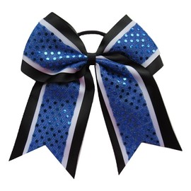 "Handmade" NEW "CONFETTI Royal Black" Cheer Bow Pony Tail 3" Ribbon Hair Bows Cheerleading