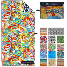 ECCOSOPHY - Toalla de playa de microfibra de secado rápido, ligera, súper absorbente, ideal para alberca, viajes, cruceros, campamentos esenciales, extragrandes para adultos (Ibiza)