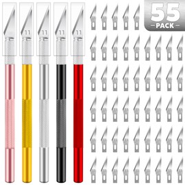 TIFICAL Exacto Knife, 55 PCS Exacto Knife Set, 5 Piece Craft Knife and 50 Additional SK5 Blades, Hobby Knife for Miniatures, Professional Exacto Knife for Crafting, Precision Knife for Crafts